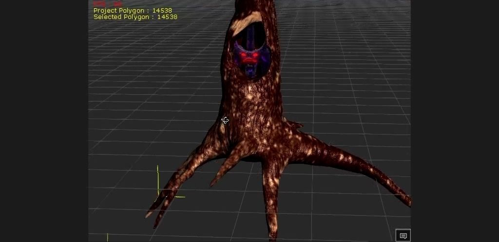 2 Horned Tree mimic Low-poly 3D model_2