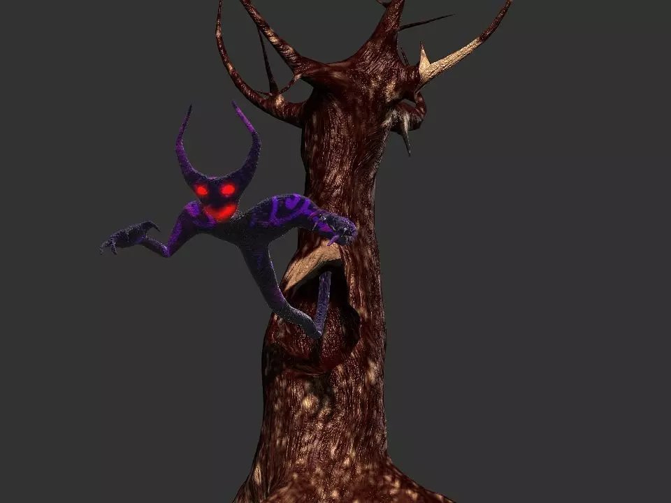2 Horned Tree mimic Low-poly 3D model_0