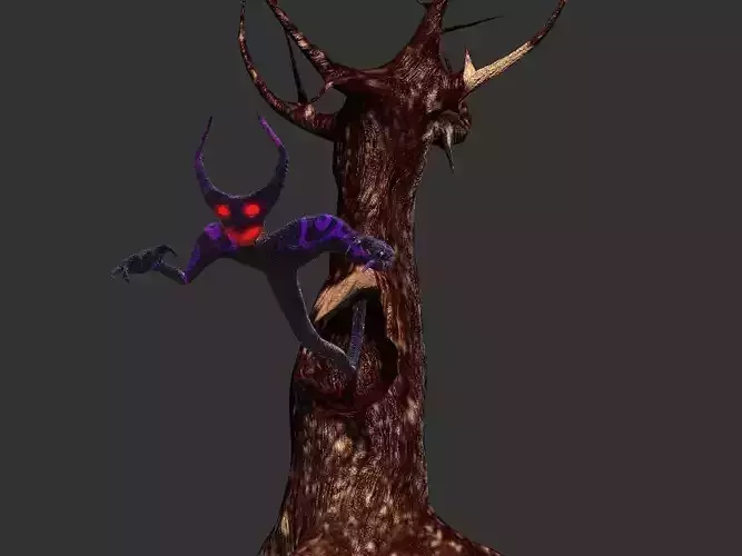 2 Horned Tree mimic Low-poly 3D model