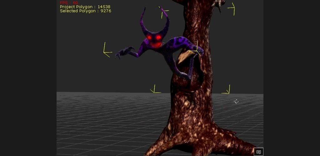 2 Horned Tree mimic Low-poly 3D model_7