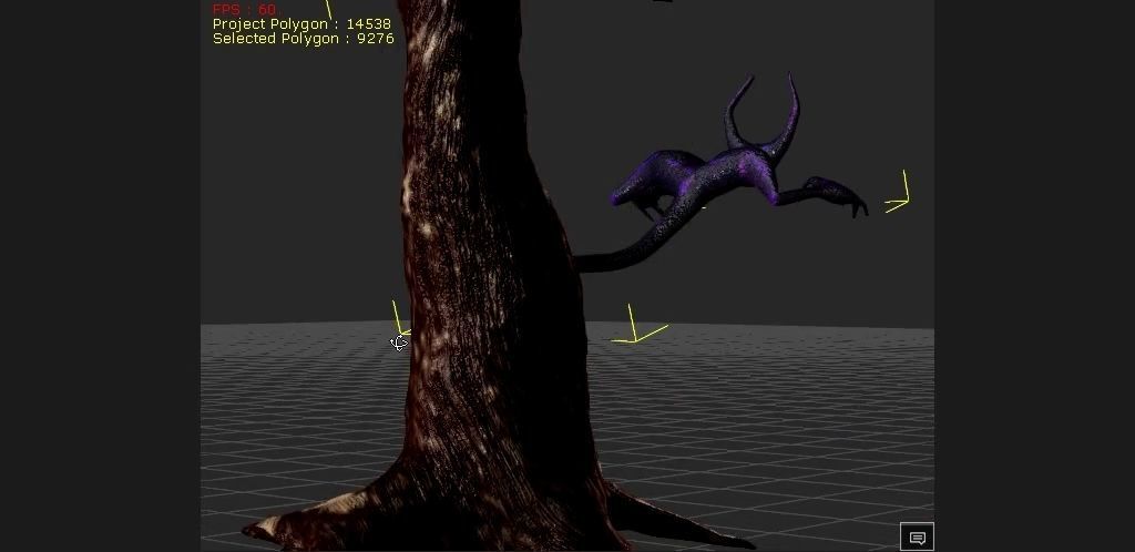 2 Horned Tree mimic Low-poly 3D model_14