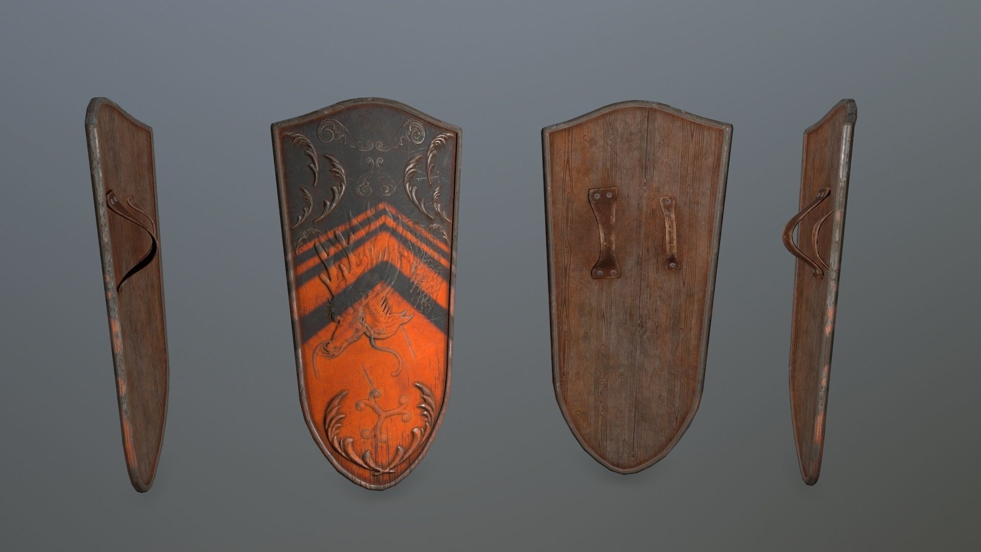 shield set greek warrior Low-poly 3D model_8