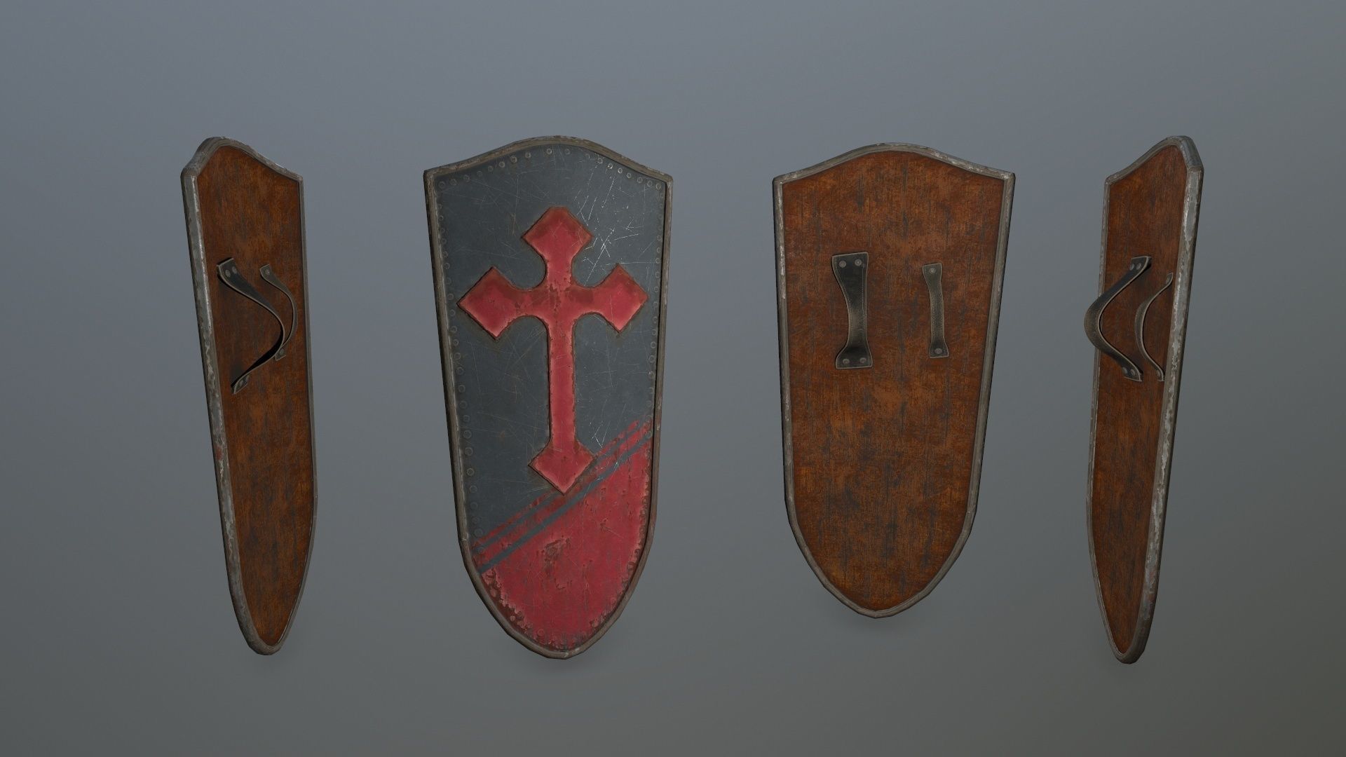 shield set greek warrior Low-poly 3D model_1