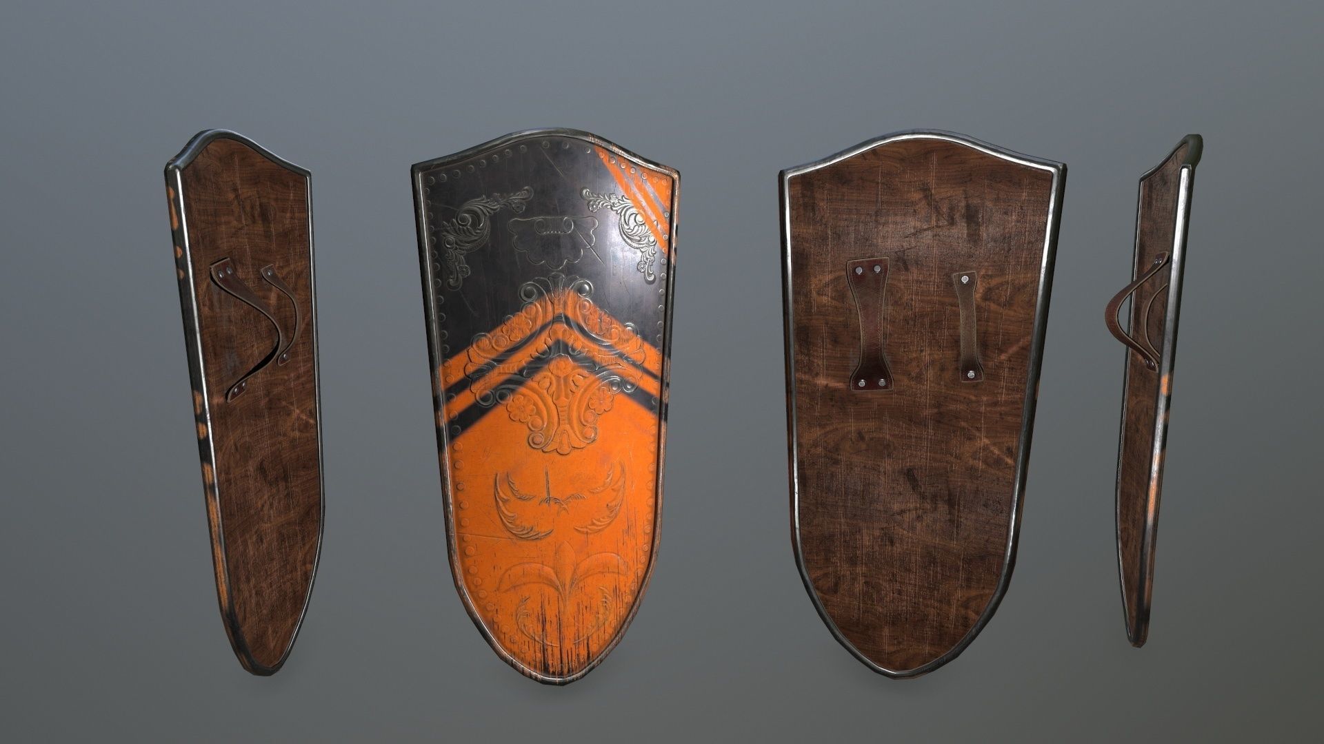 shield set greek warrior Low-poly 3D model_7