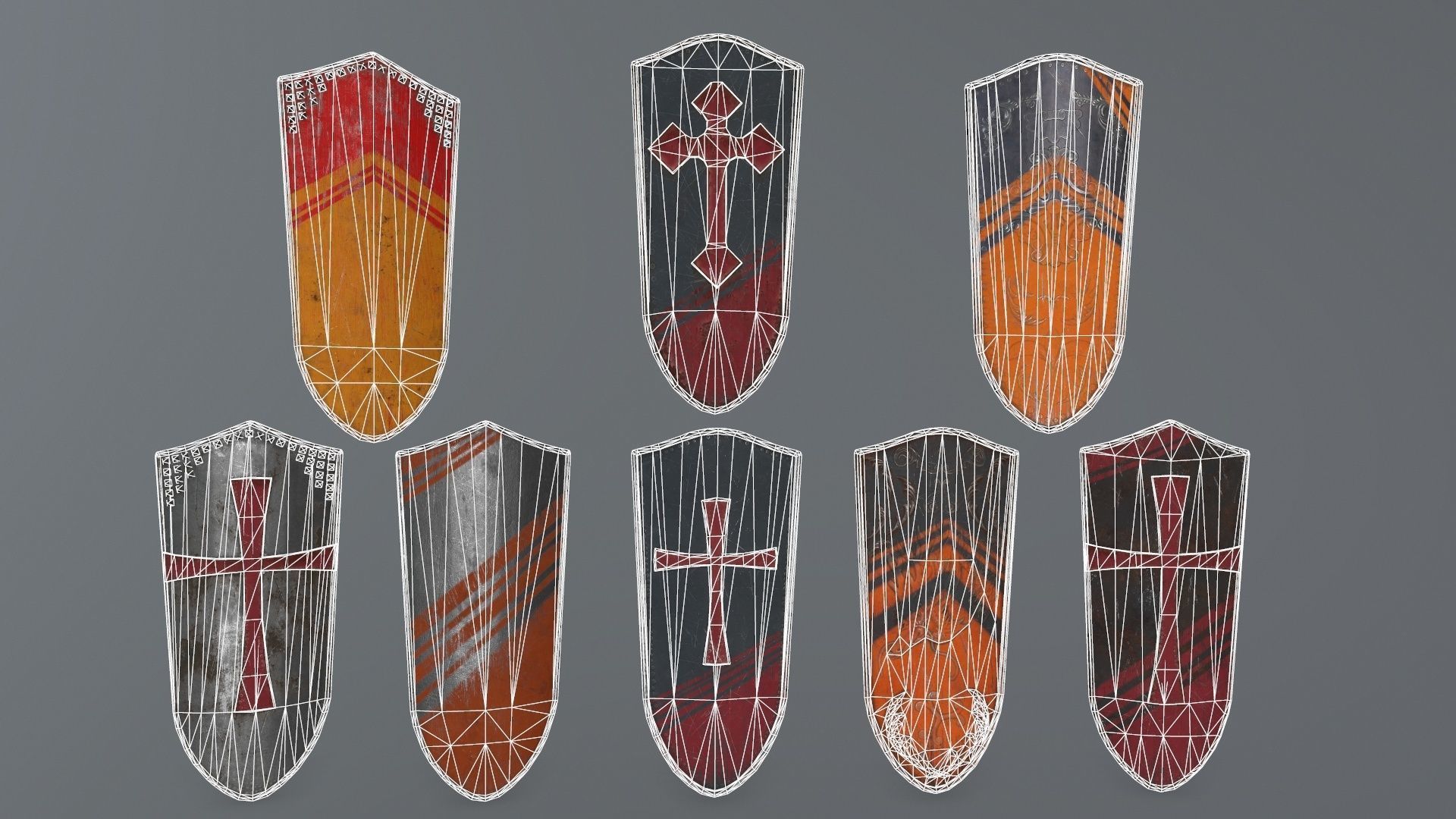 shield set greek warrior Low-poly 3D model_17