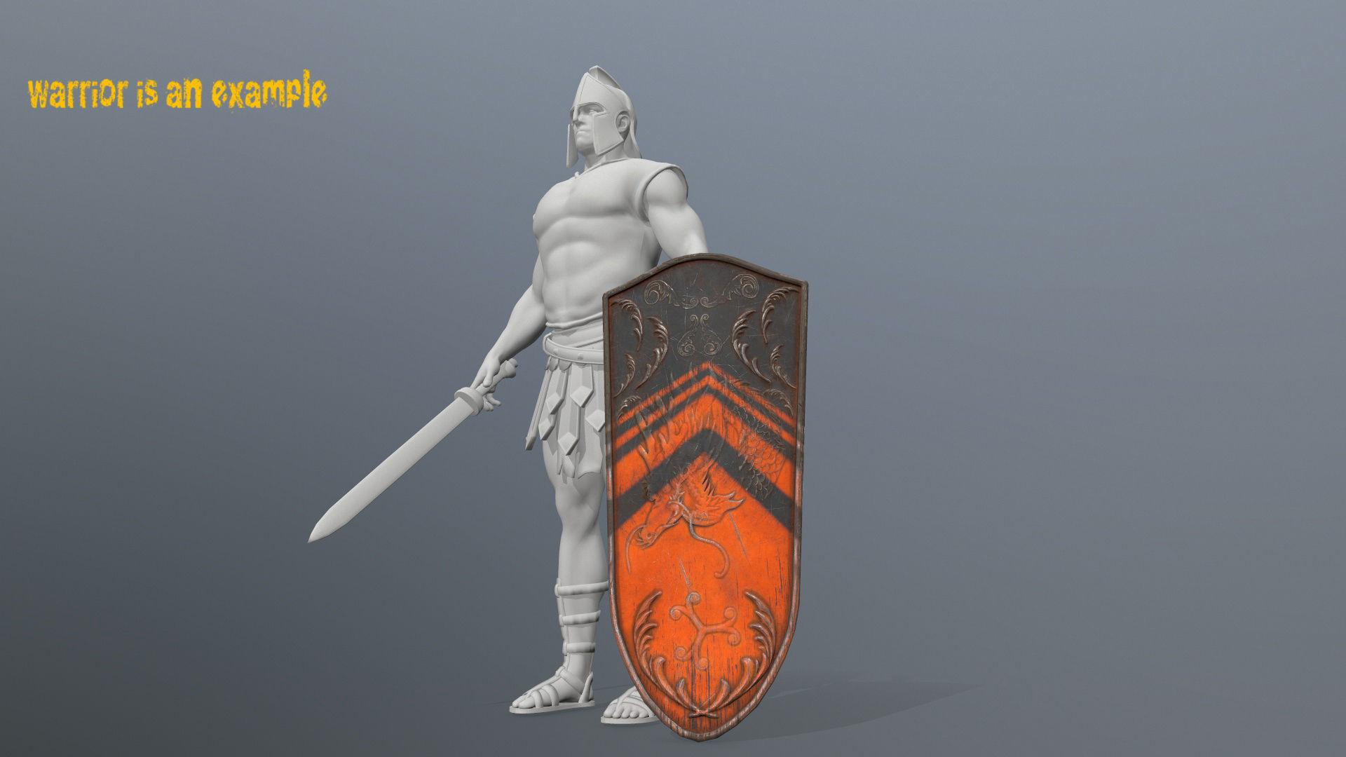 shield set greek warrior Low-poly 3D model_9