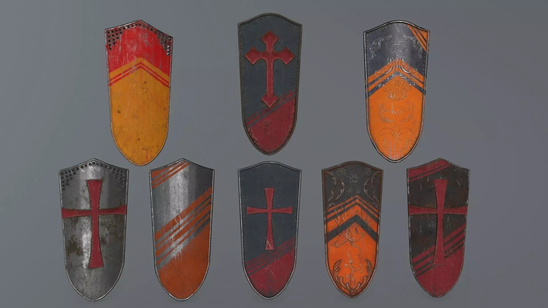 shield set greek warrior Low-poly 3D model_0