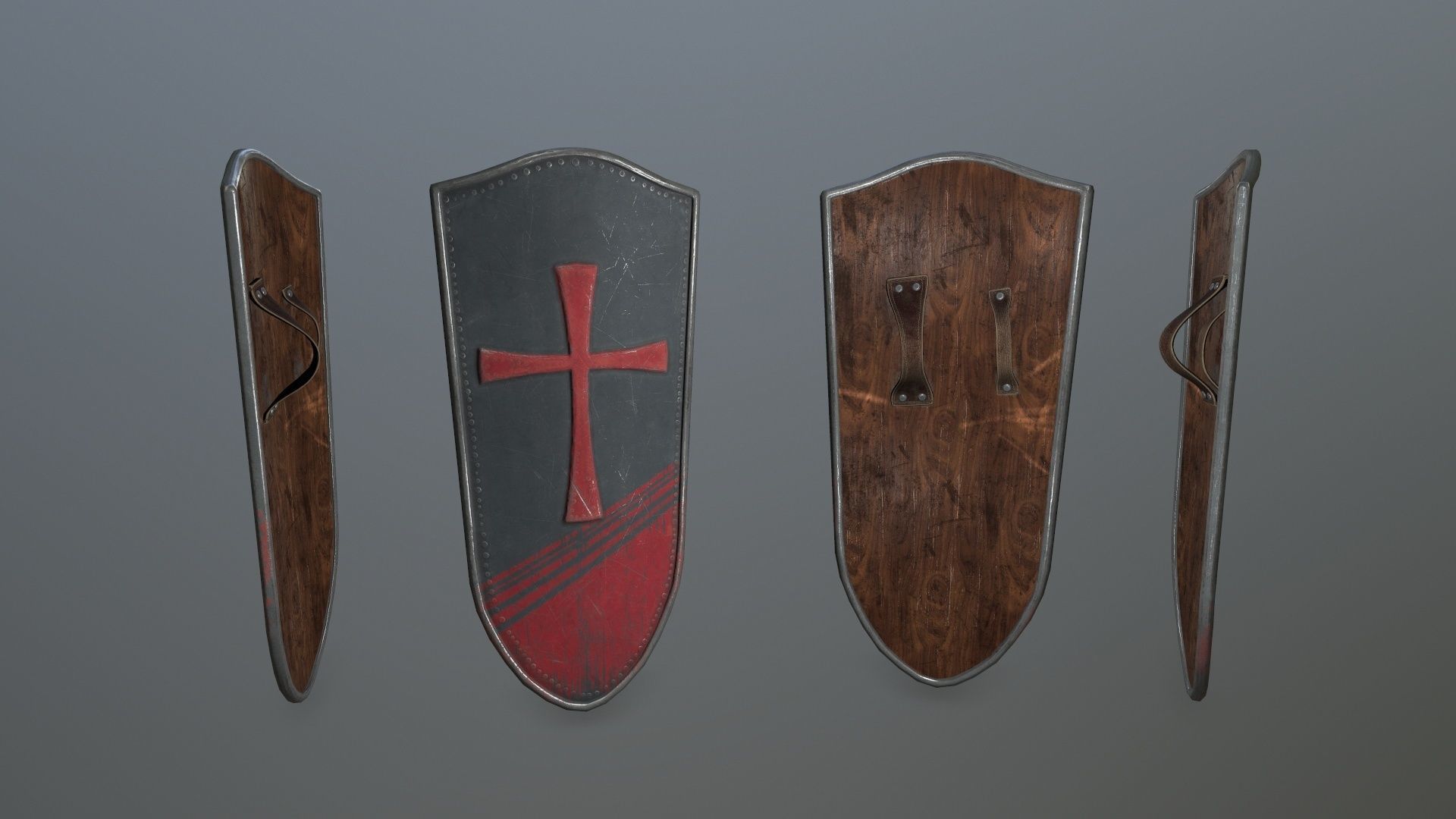 shield set greek warrior Low-poly 3D model_3