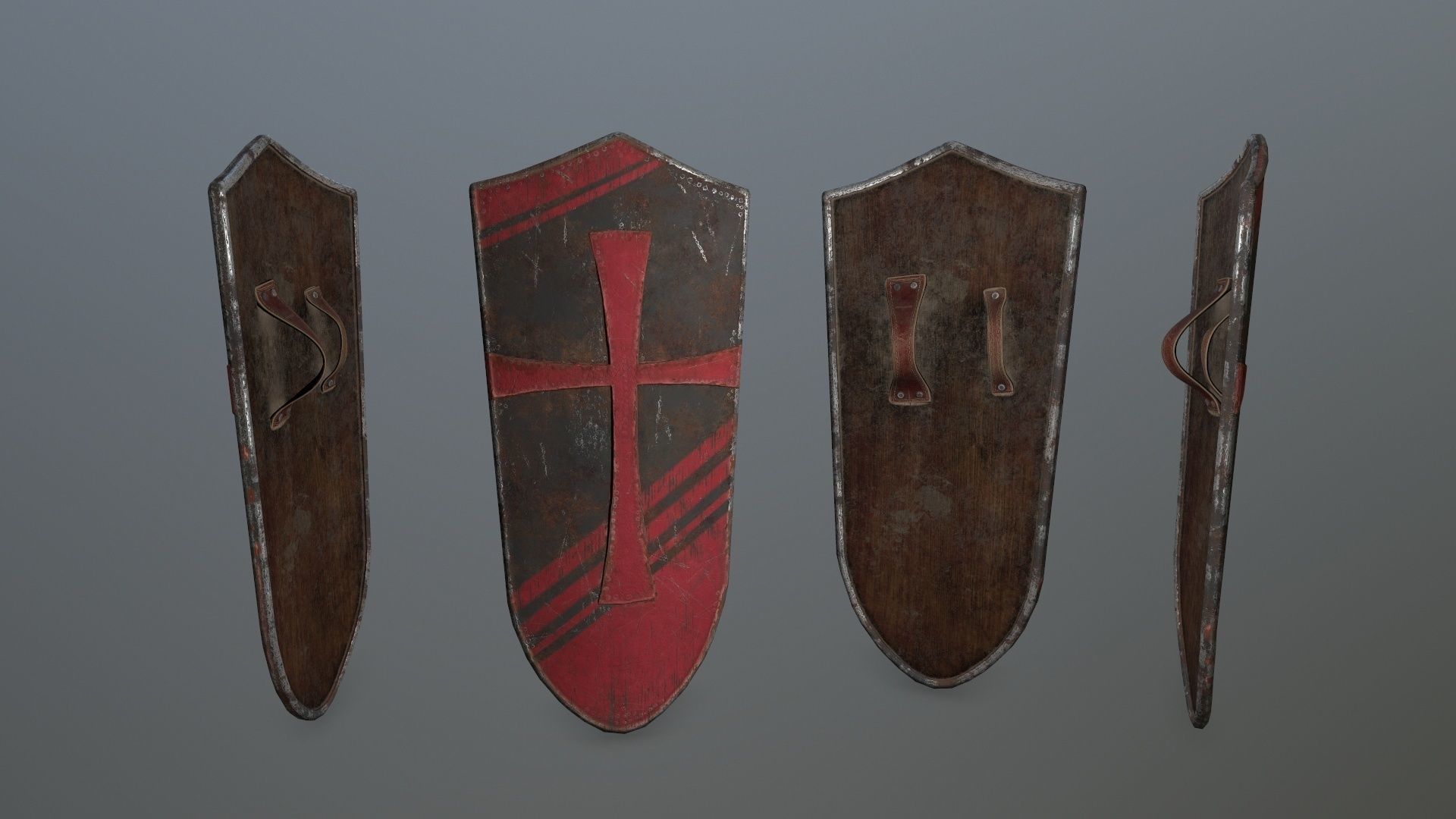 shield set greek warrior Low-poly 3D model_2