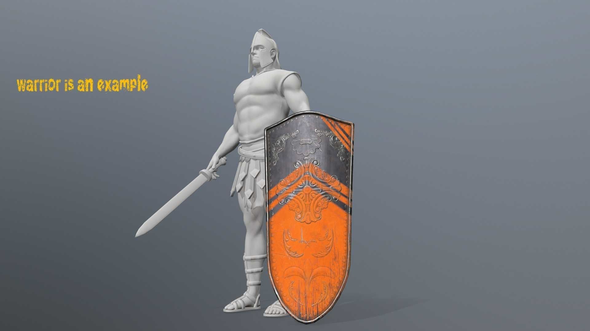 shield set greek warrior Low-poly 3D model_10