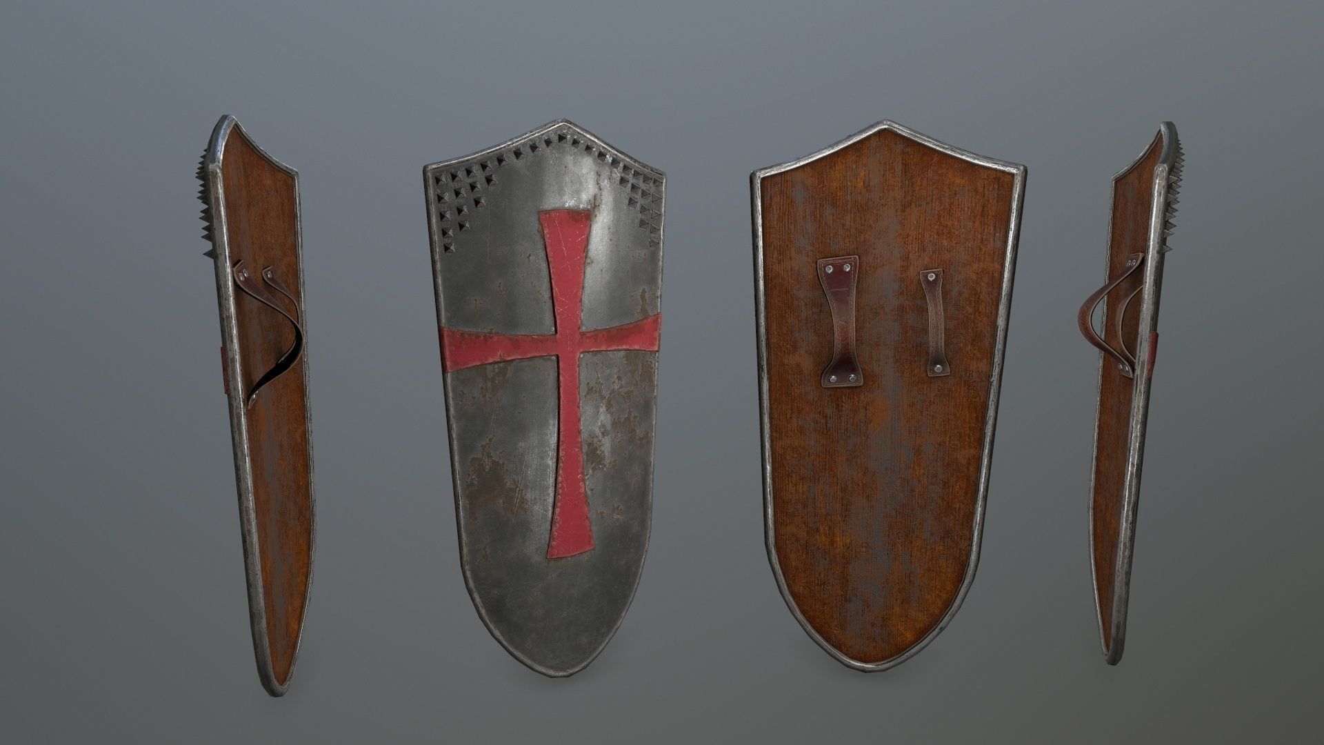 shield set greek warrior Low-poly 3D model_4