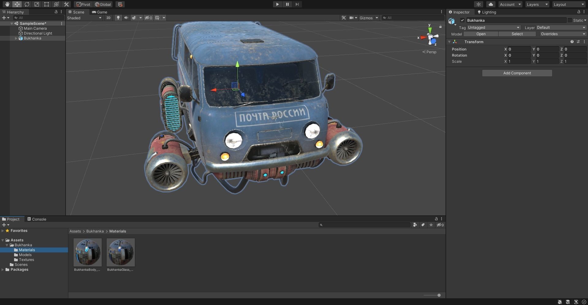 Soviet flying car Low-poly 3D model_9