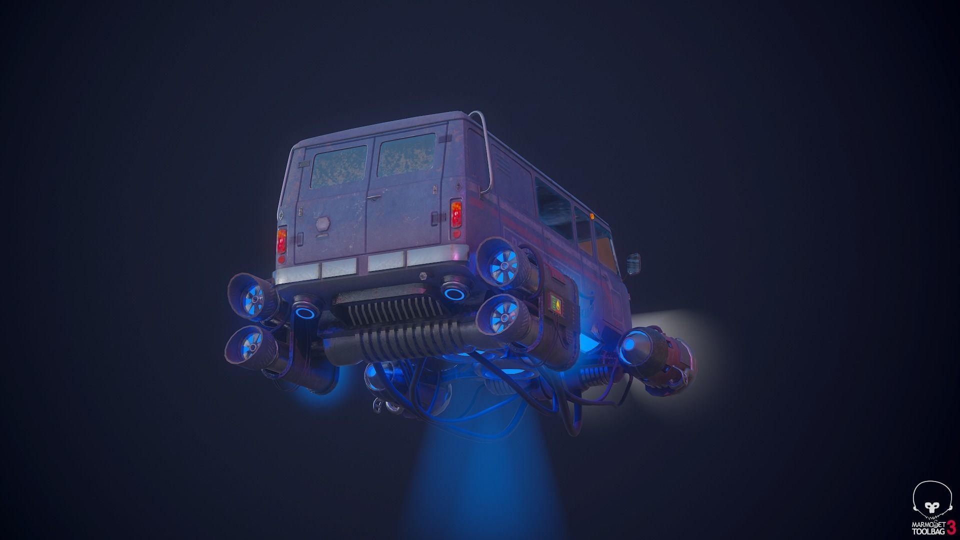 Soviet flying car Low-poly 3D model_16
