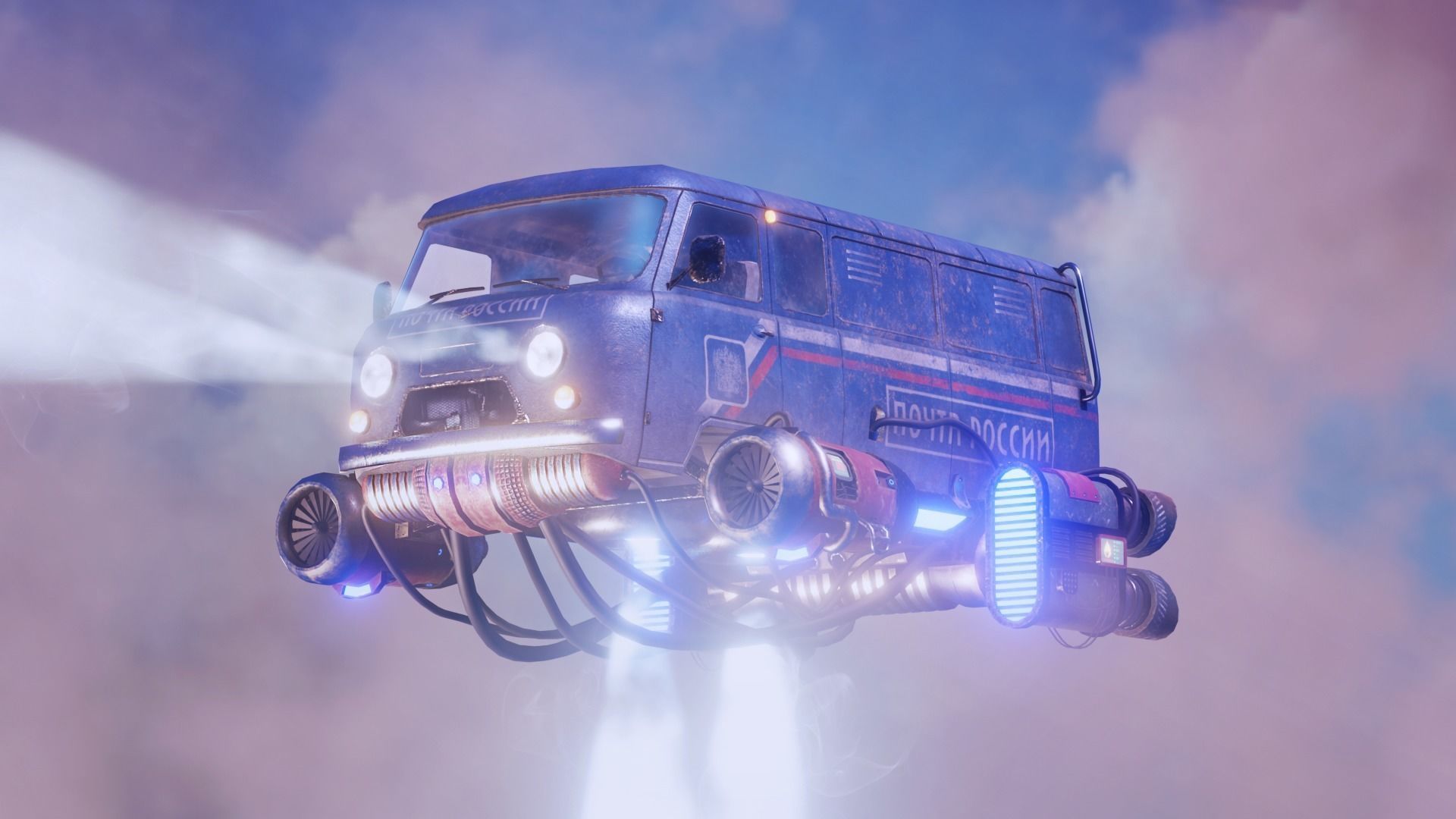 Soviet flying car Low-poly 3D model_0