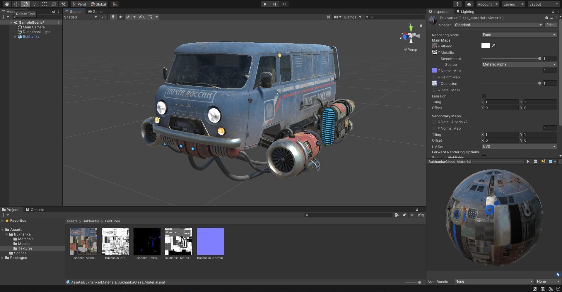 Soviet flying car Low-poly 3D model_8