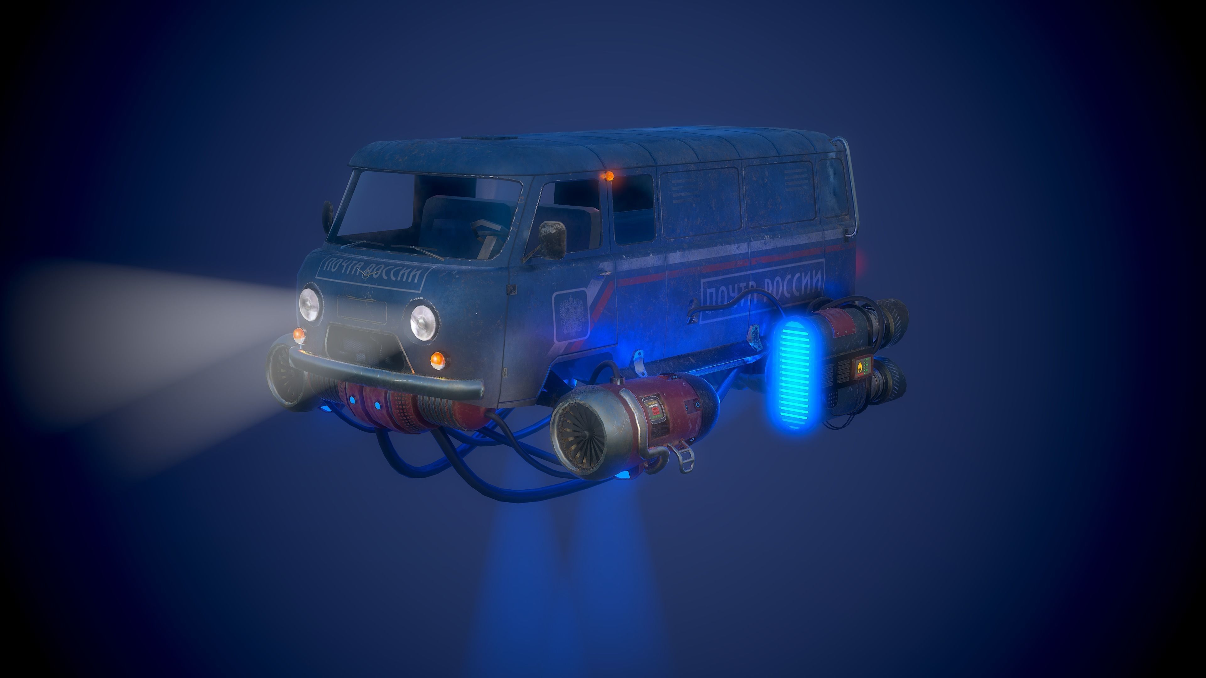 Soviet flying car Low-poly 3D model_2