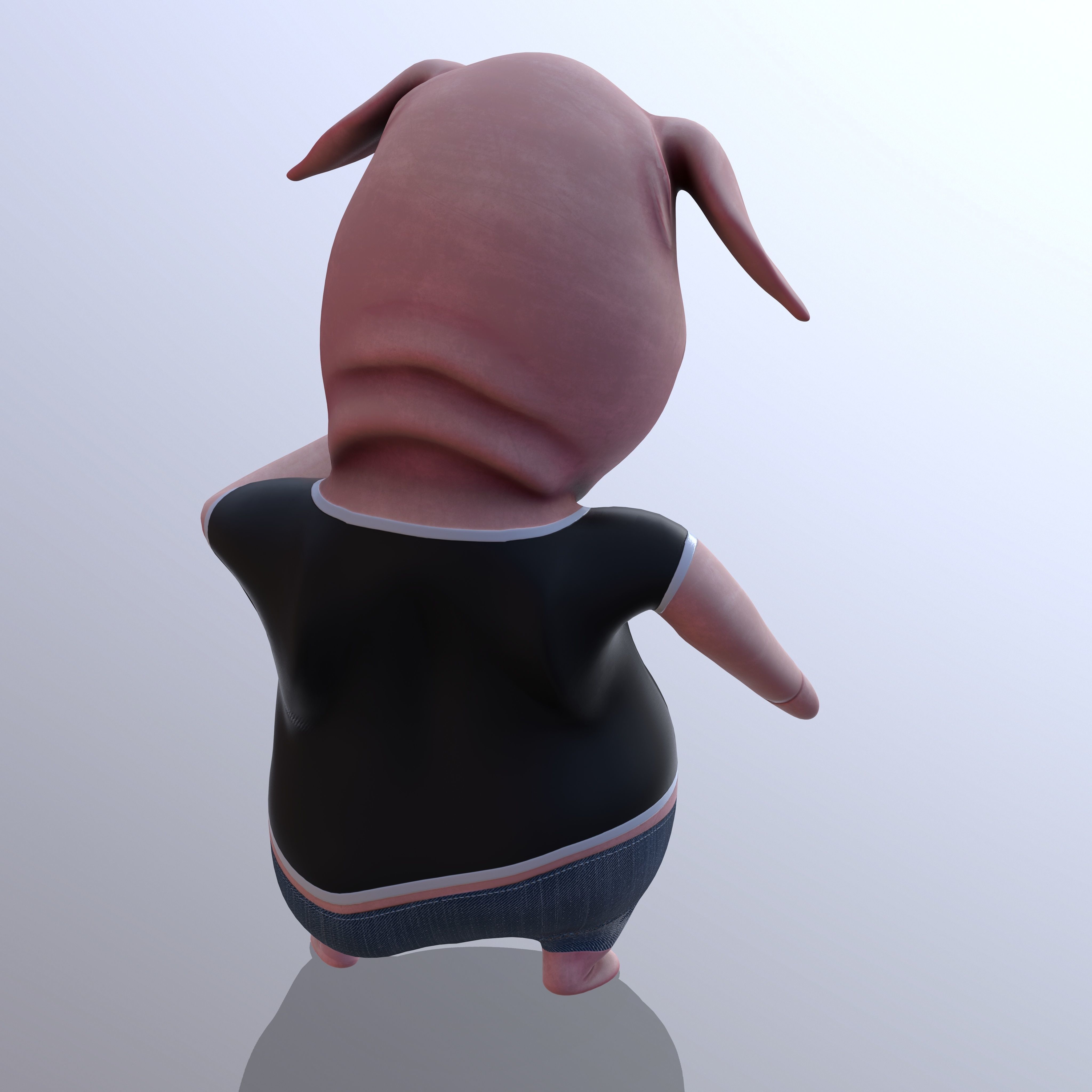 Miggy - 3D Print Model pig wearing jeans and t-shirt 3D print model_5