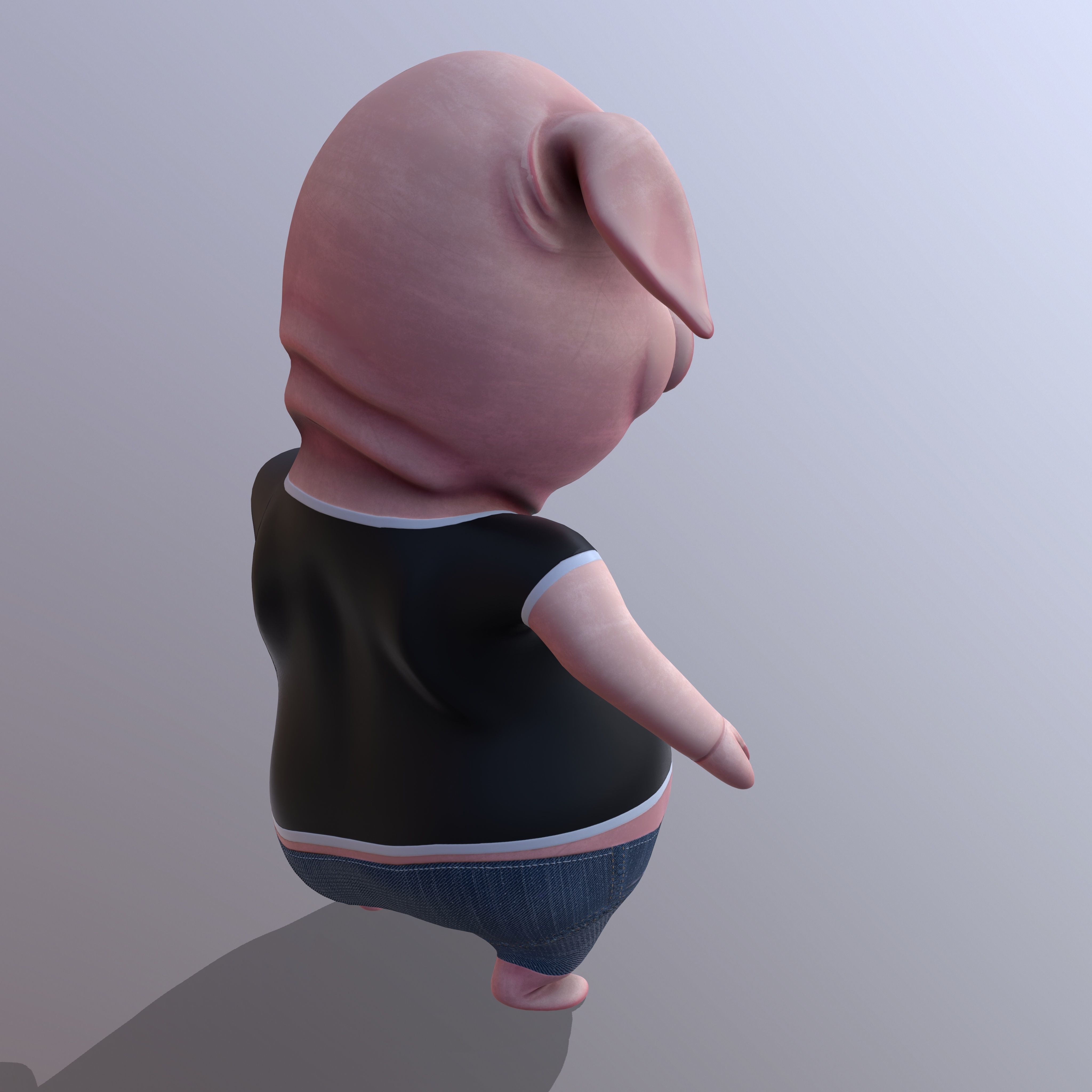 Miggy - 3D Print Model pig wearing jeans and t-shirt 3D print model_6