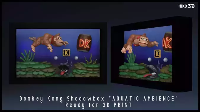 Shadowbox Donkey Kong - Aquatic Ambiece - 3D Print Fan Art