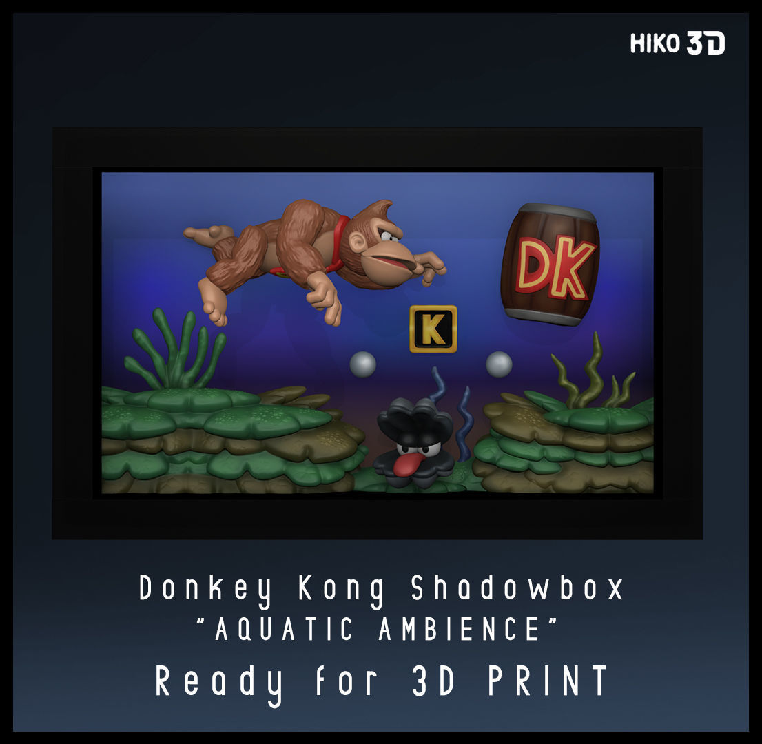 Shadowbox Donkey Kong - Aquatic Ambiece - 3D Print Fan Art 3D print model_18