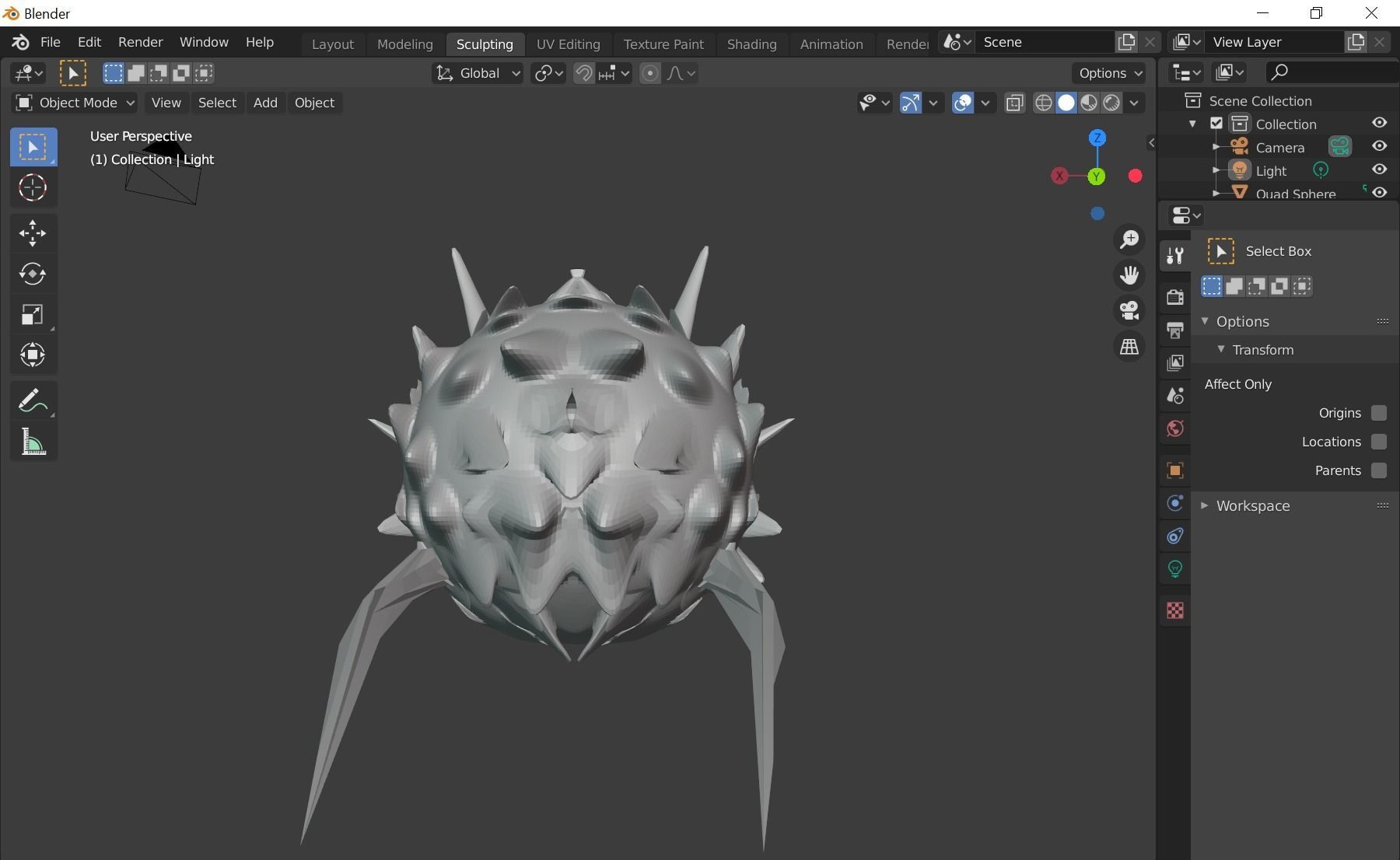 Spiky creature not purple 3D model_1