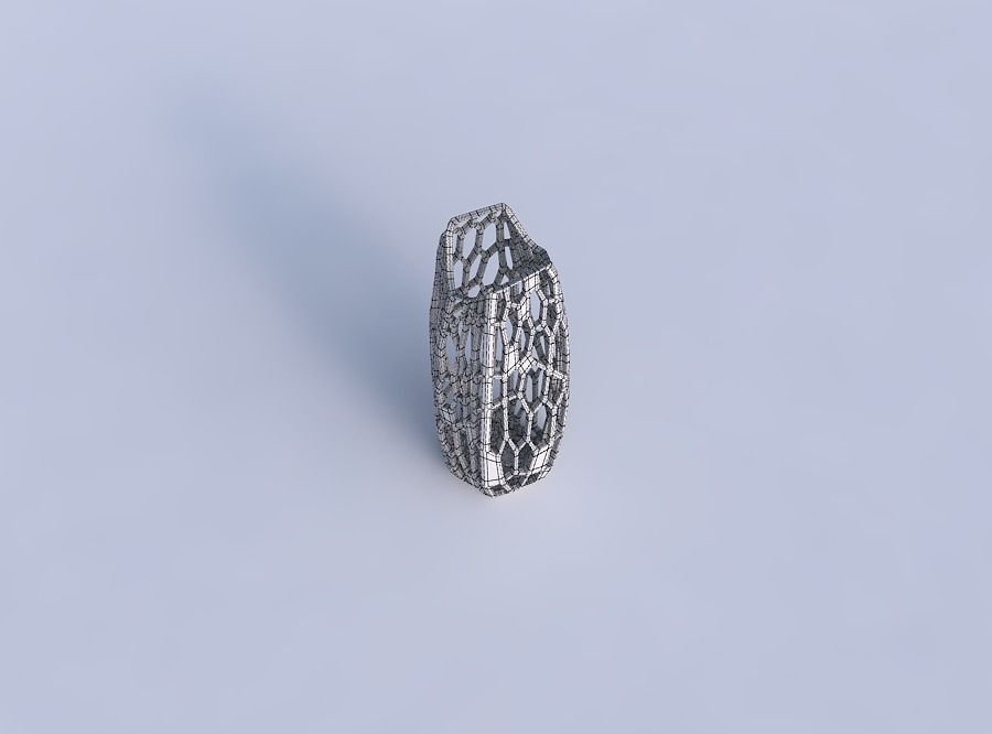 Vase double arc hexagon with faceted organic lattice 3D print model_6