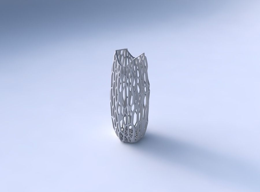 Vase double arc hexagon with faceted organic lattice 3D print model_3