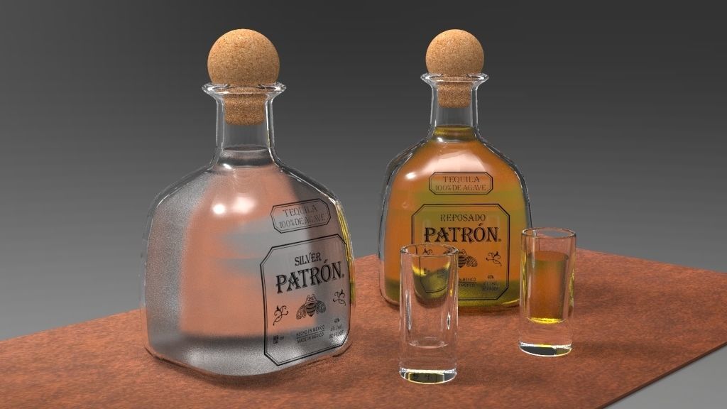 Tequila Patron Bottle 3D model_3