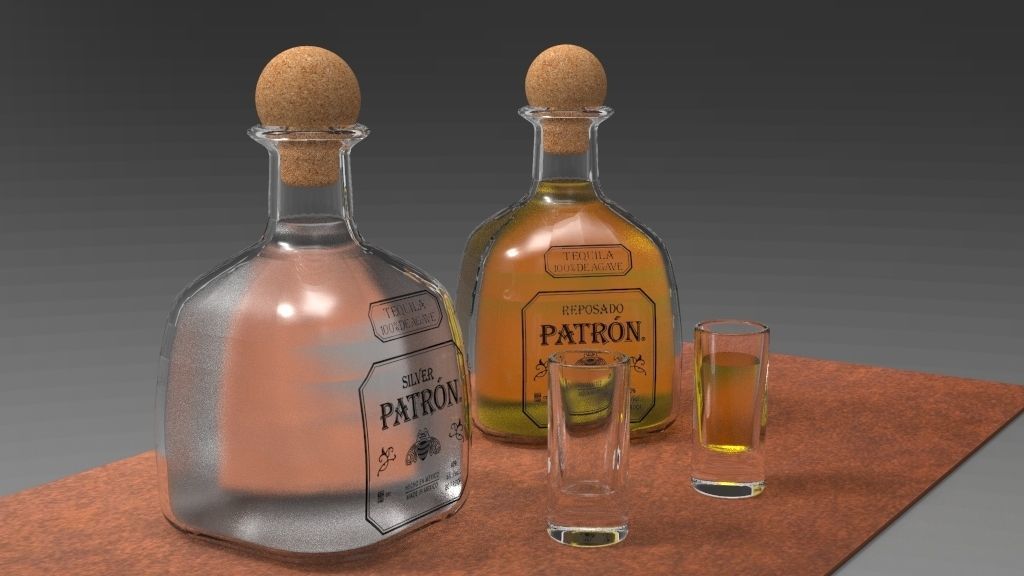 Tequila Patron Bottle 3D model_5