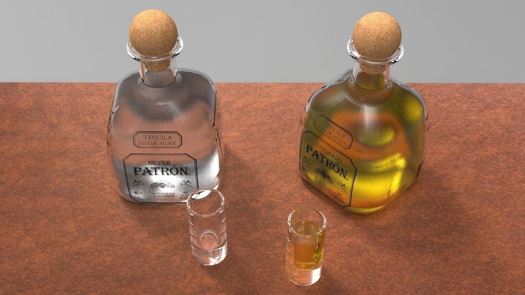 Tequila Patron Bottle 3D model_1