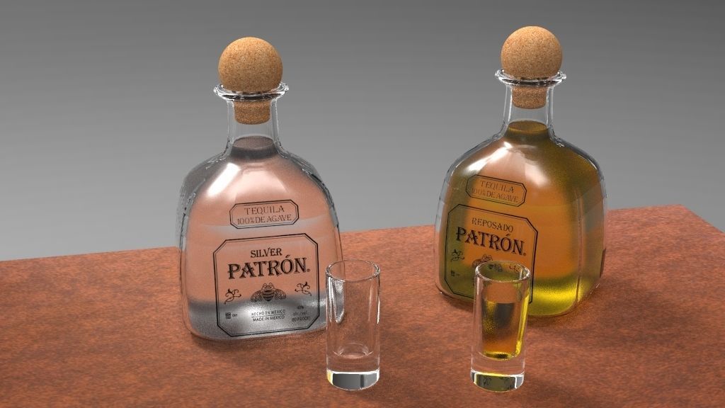 Tequila Patron Bottle 3D model_2
