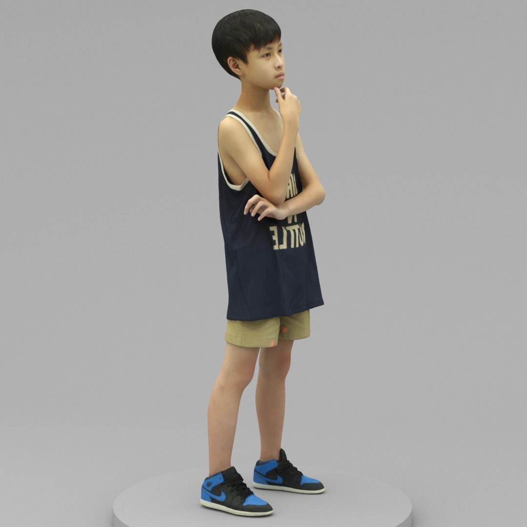 A Cool Boy Thinking About Sth 3D model_2
