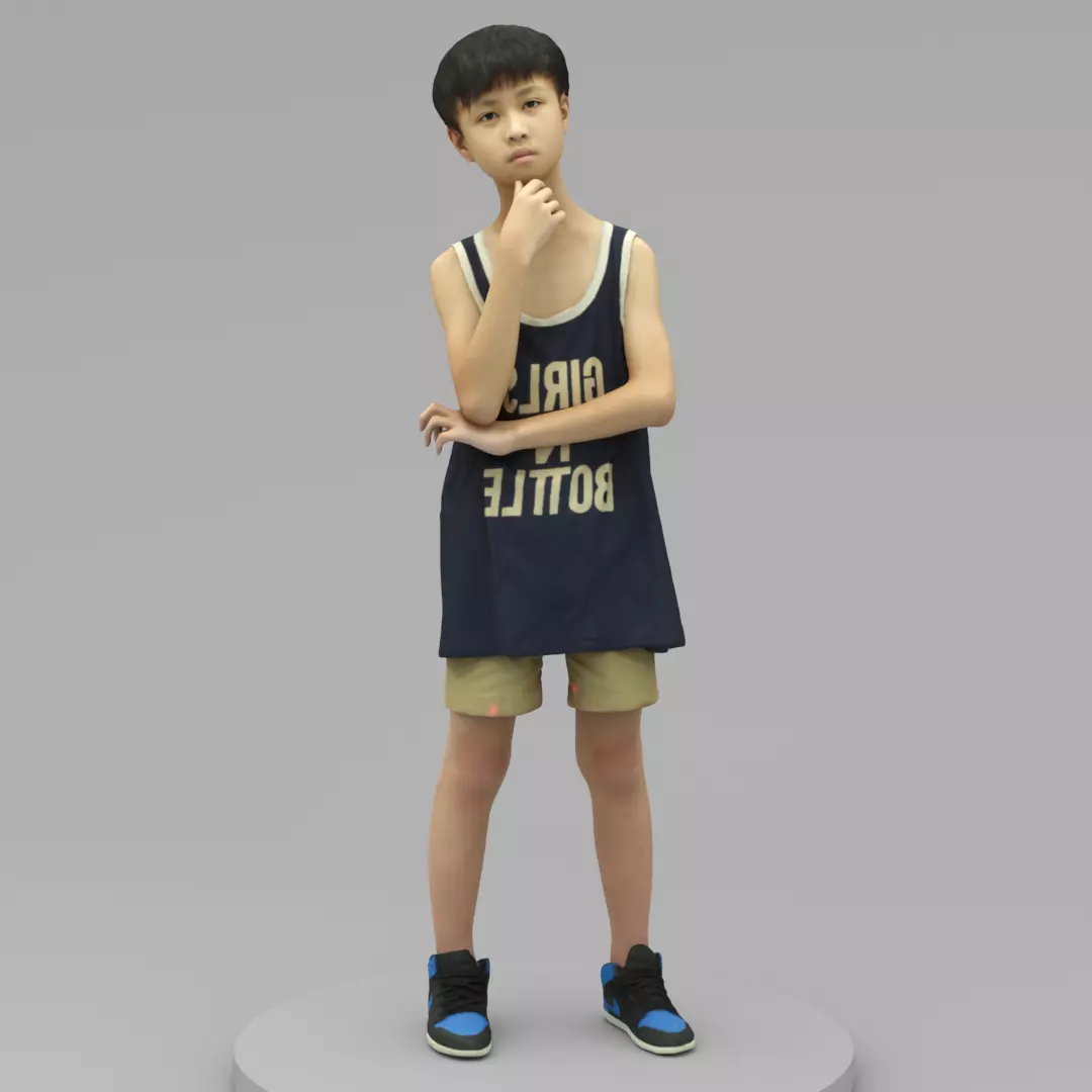 A Cool Boy Thinking About Sth 3D model_0