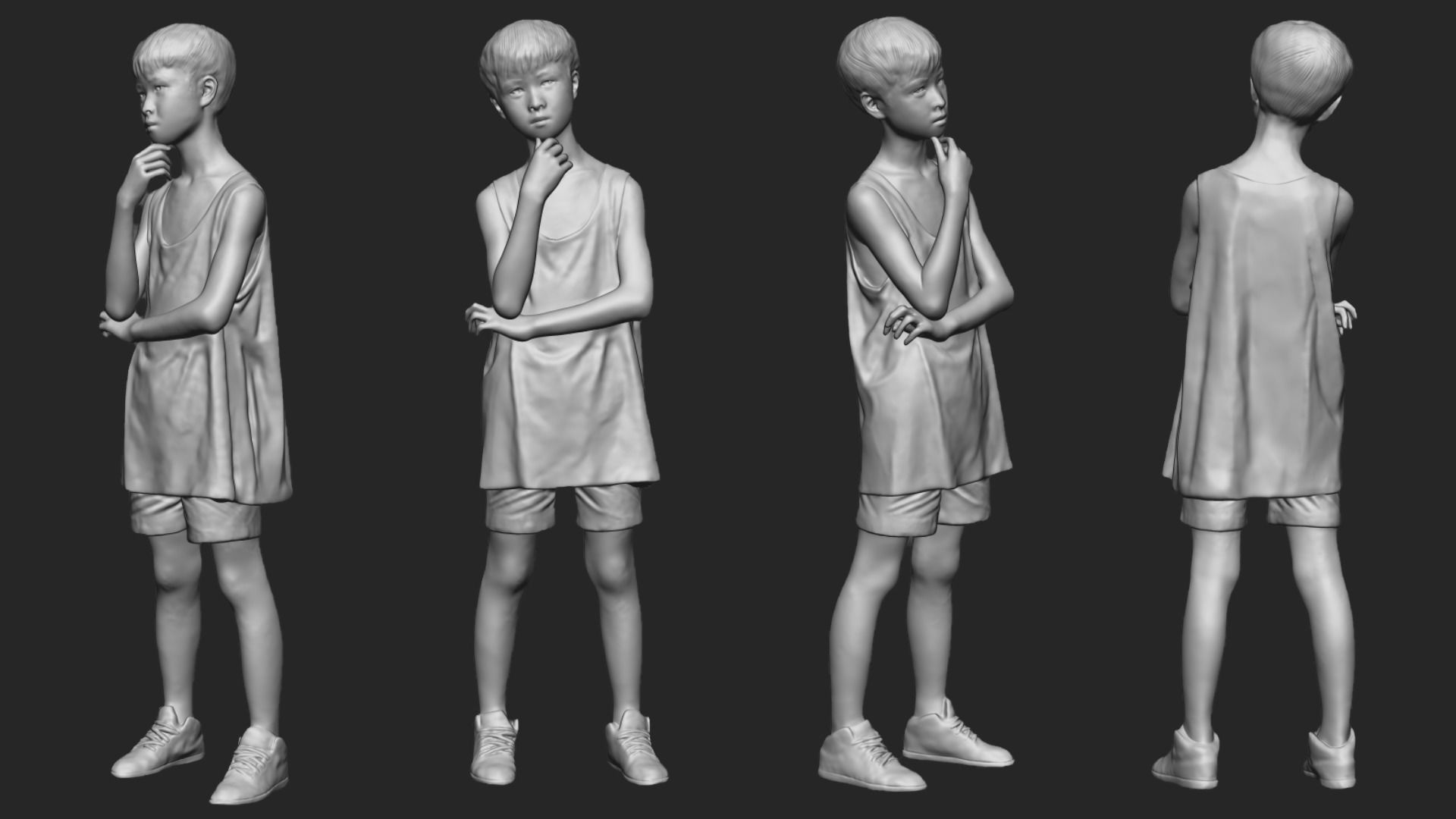 A Cool Boy Thinking About Sth 3D model_5