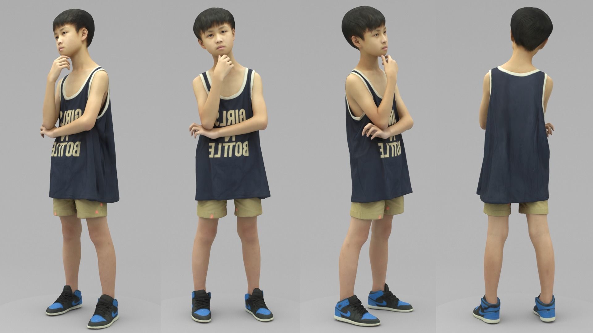 A Cool Boy Thinking About Sth 3D model_4