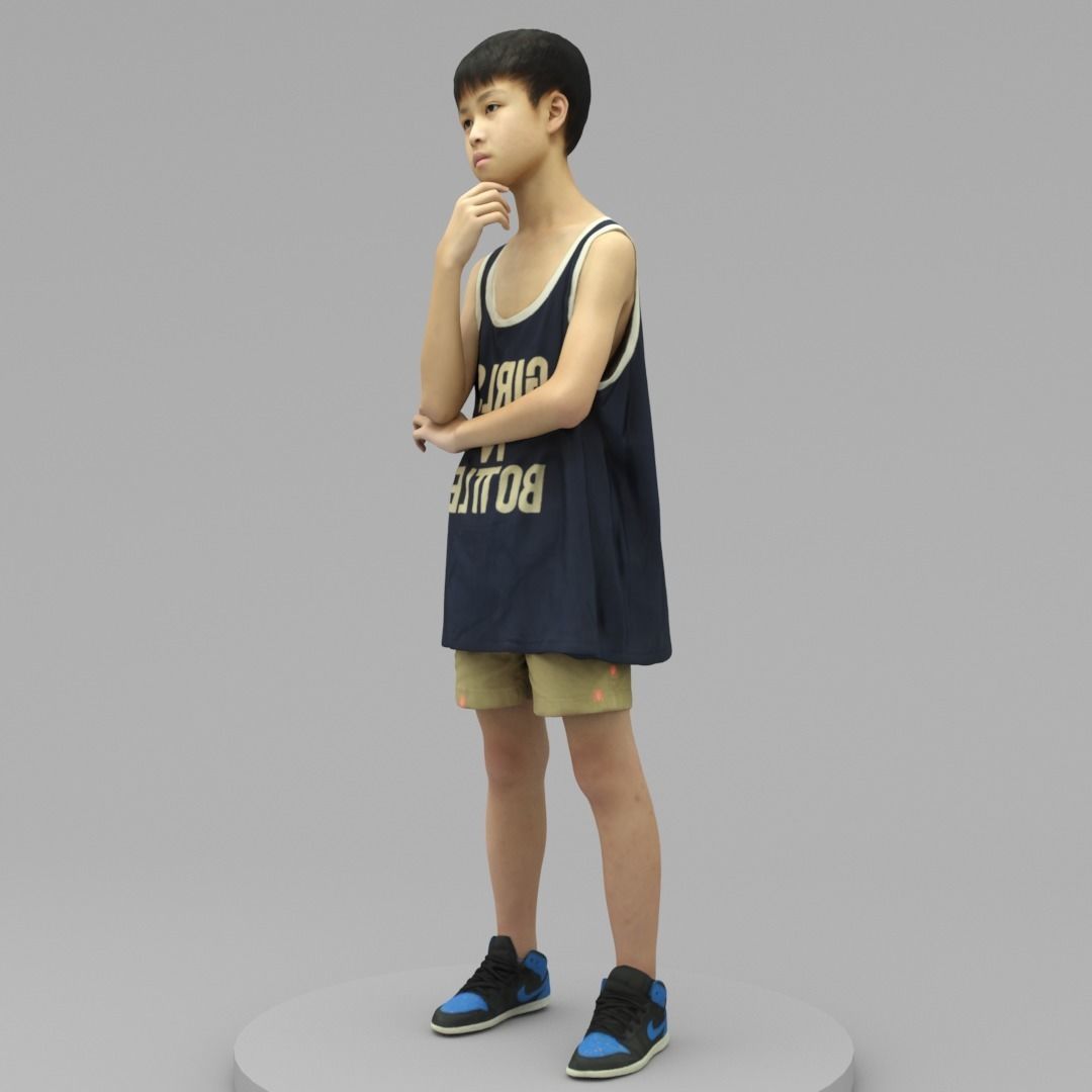 A Cool Boy Thinking About Sth 3D model_1