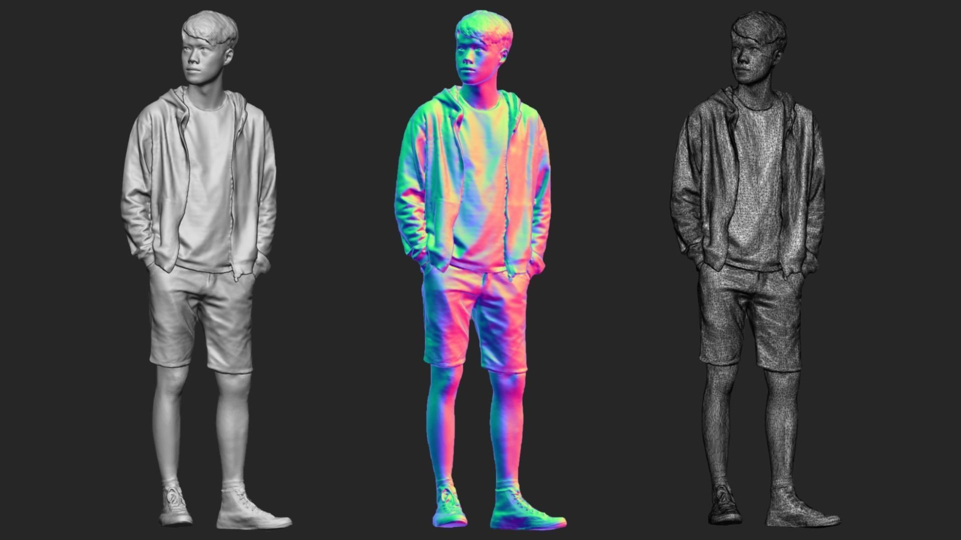 A Tall Young Man Posing with Hands in Pockets 3D model_6