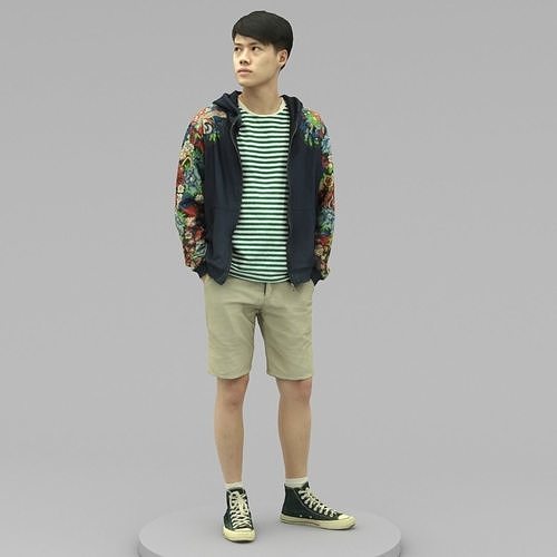 A Tall Young Man Posing with Hands in Pockets 3D model