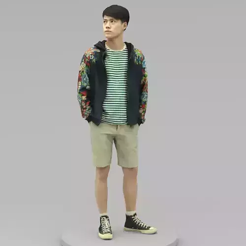 A Tall Young Man Posing with Hands in Pockets 3D model