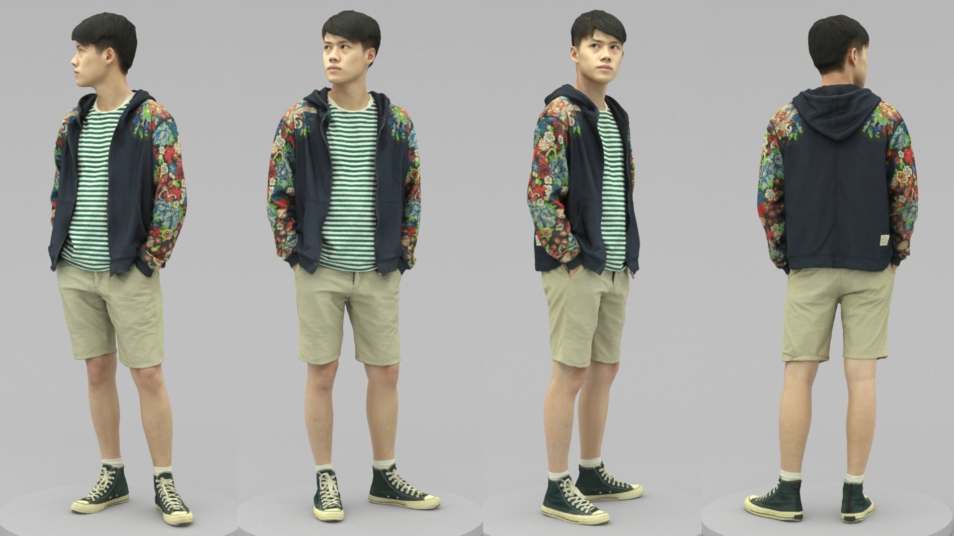 A Tall Young Man Posing with Hands in Pockets 3D model_4
