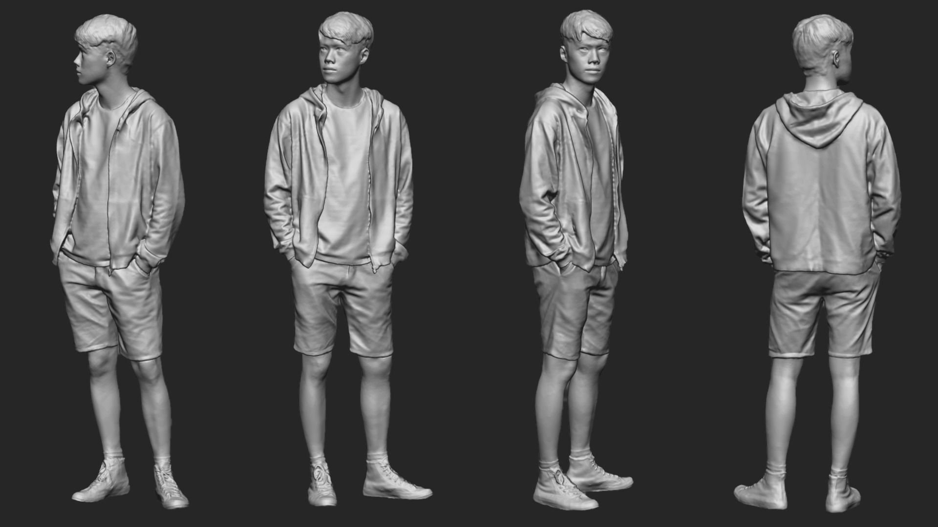 A Tall Young Man Posing with Hands in Pockets 3D model_5