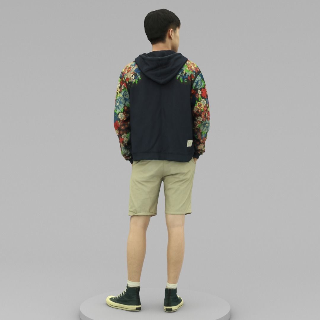 A Tall Young Man Posing with Hands in Pockets 3D model_3