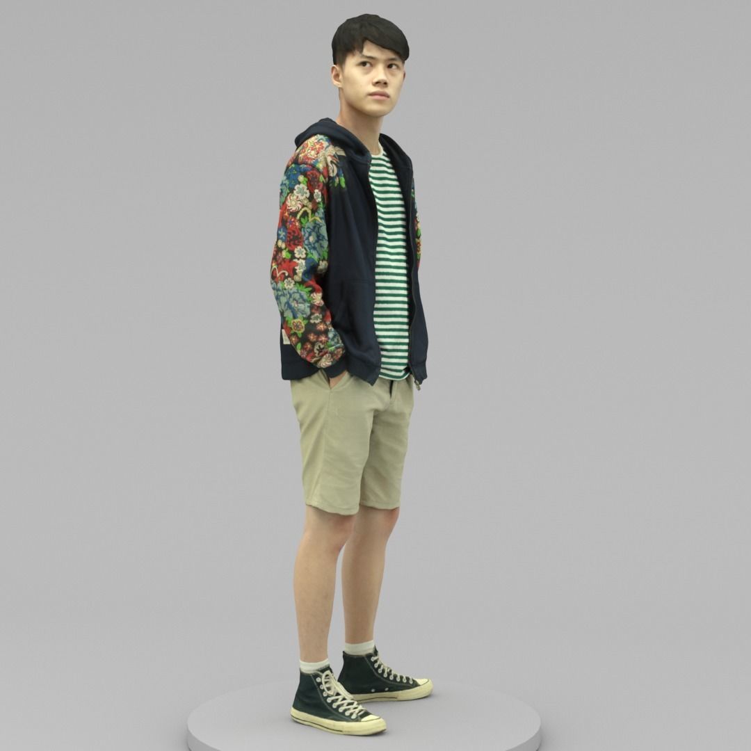 A Tall Young Man Posing with Hands in Pockets 3D model_2