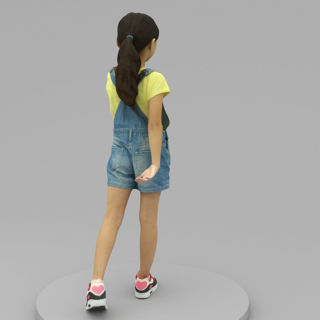A Lovely Girl Walking Along 3D model_3
