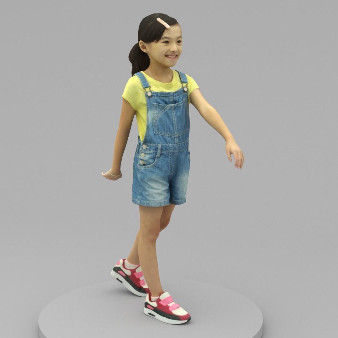 A Lovely Girl Walking Along 3D model_2