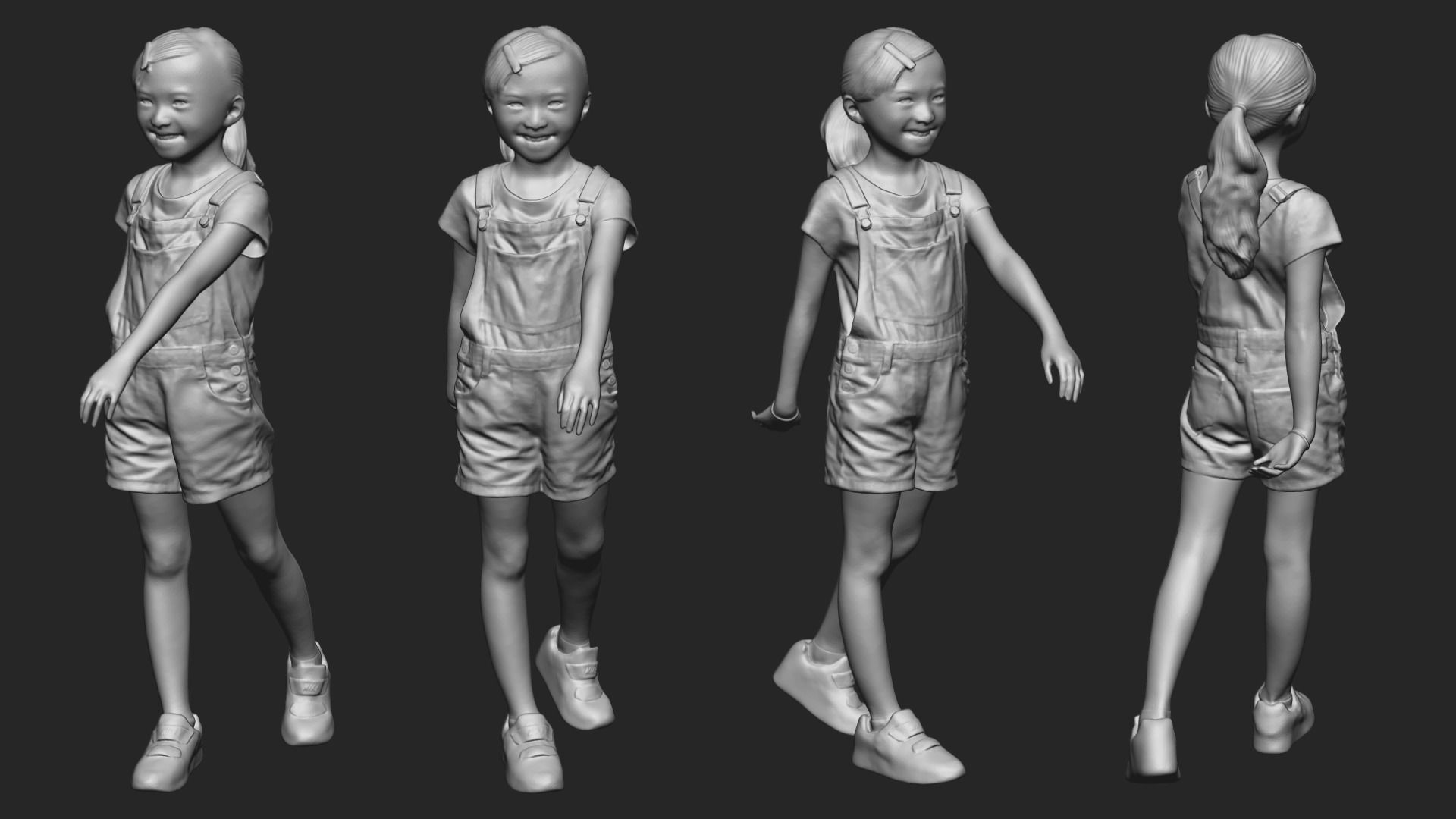 A Lovely Girl Walking Along 3D model_5