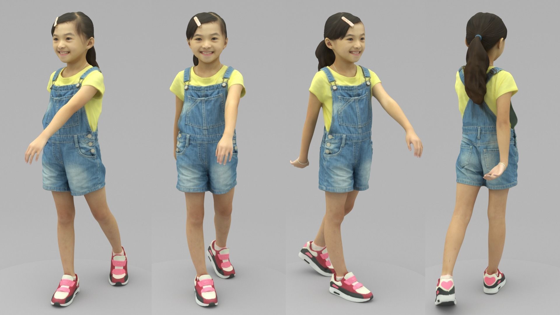 A Lovely Girl Walking Along 3D model_4