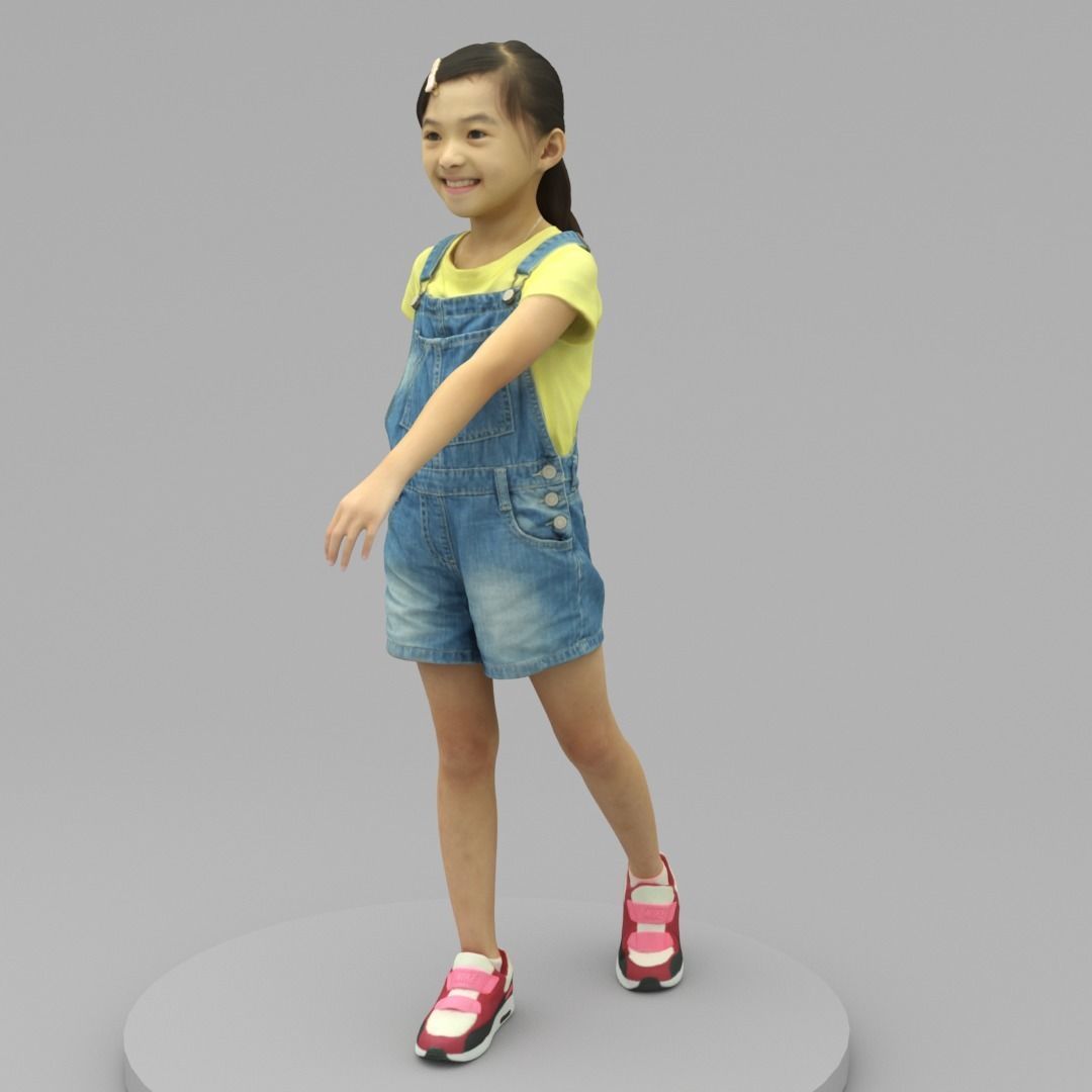 A Lovely Girl Walking Along 3D model_1
