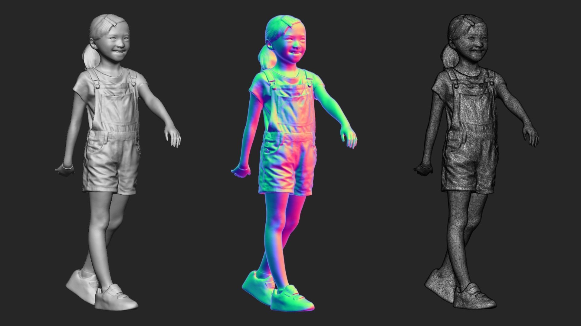 A Lovely Girl Walking Along 3D model_6