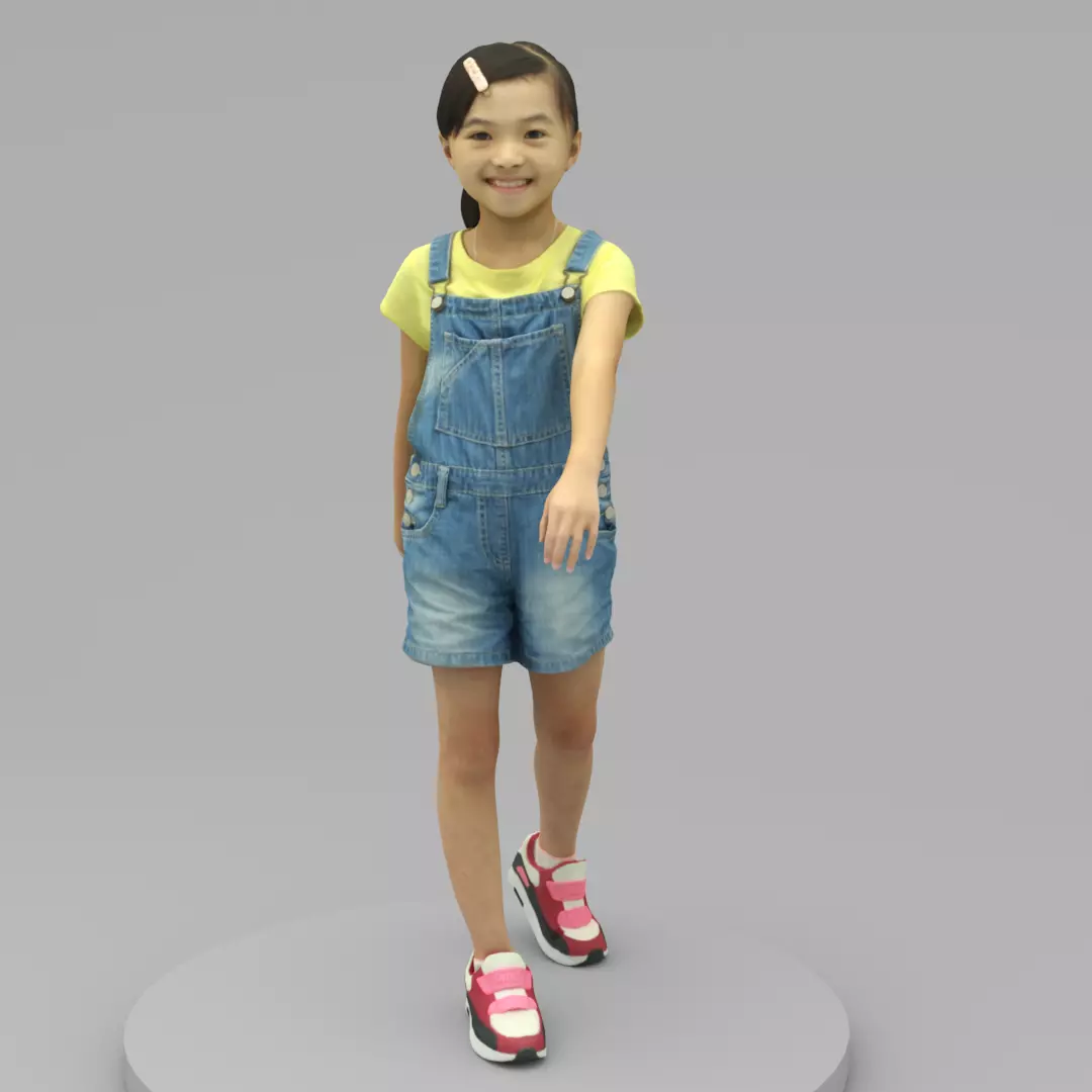 A Lovely Girl Walking Along 3D model_0
